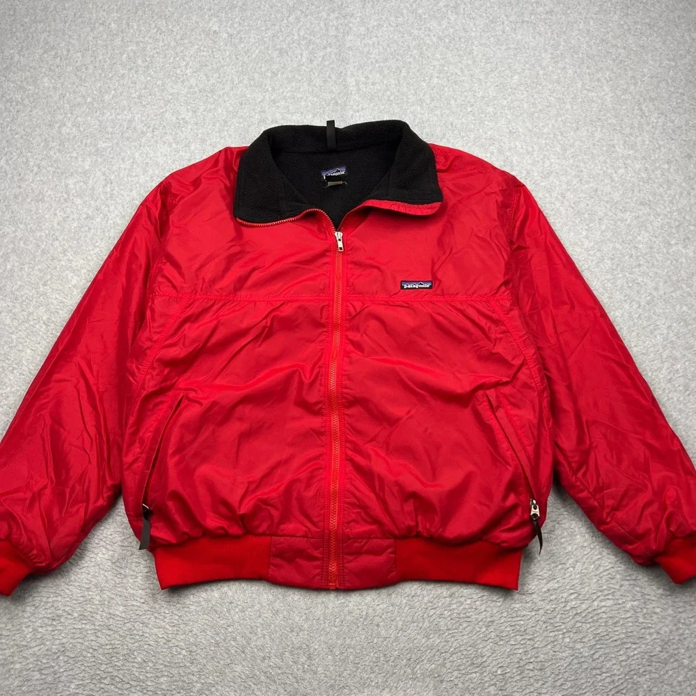 Patagonia Shelled Synchilla Jacket Mens XL Red Capilene Fleece Lined Bomber